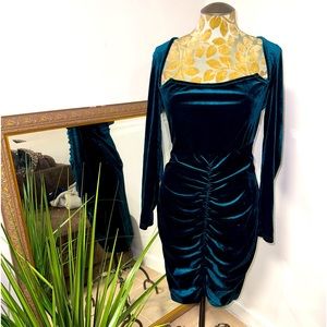 Velvet Long-Sleeve Mini Dress